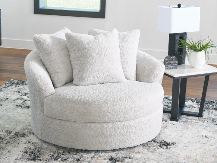 Cuddle Plush Oversized Swivel Accent Chair - White (5)