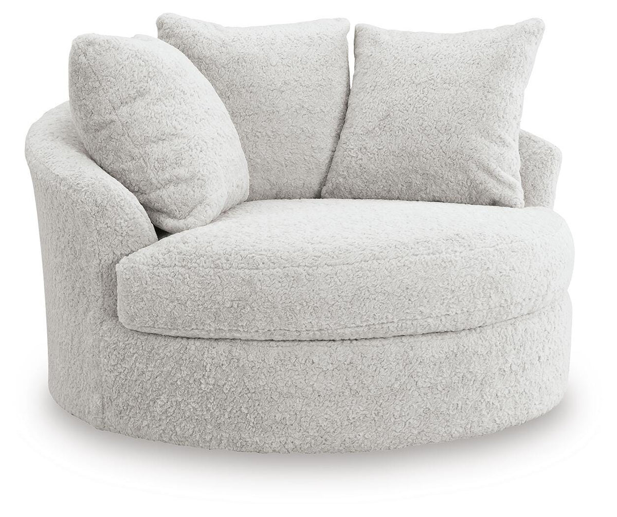 Cuddle Plush Oversized Swivel Accent Chair - White (1)