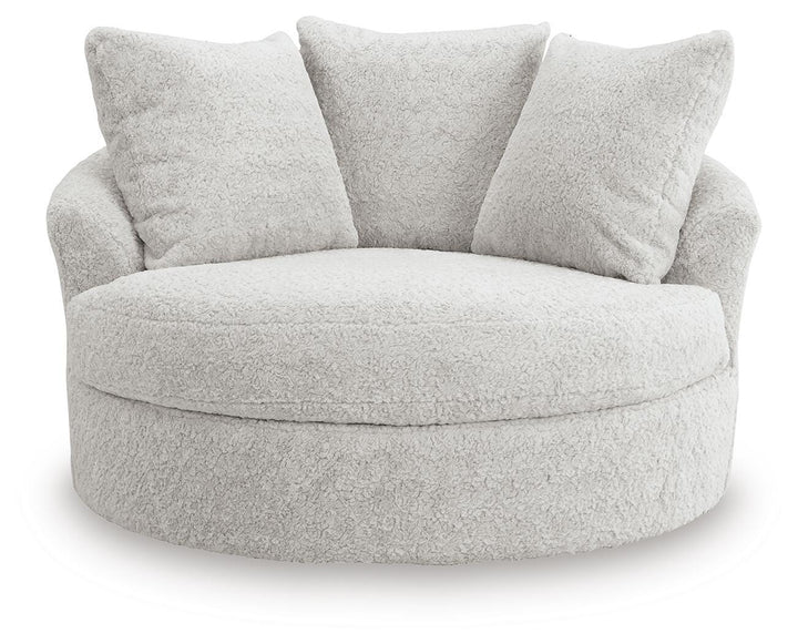 Cuddle Plush Oversized Swivel Accent Chair - White (3)