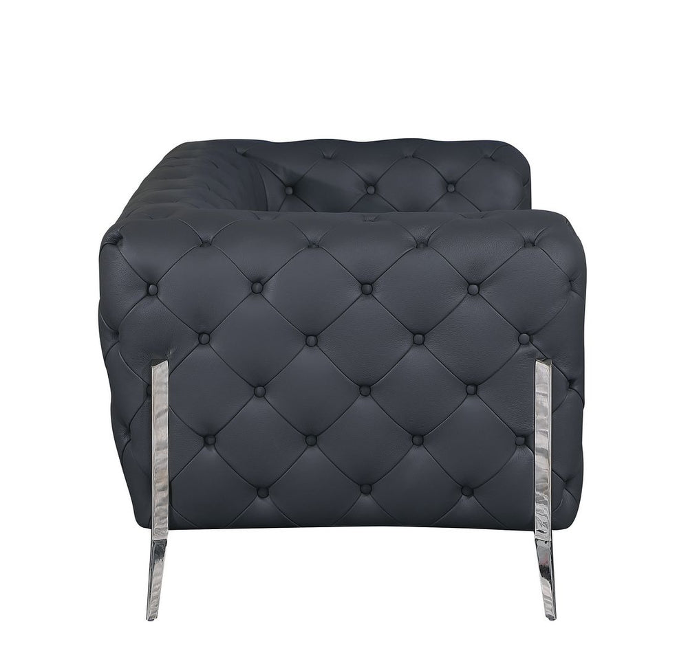 DivanItalia 970 Loveseat in Top-Grain Italian Leather - Dark Gray