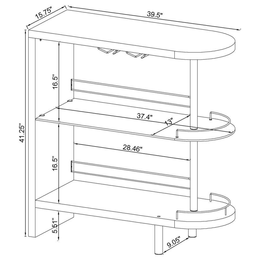 Adolfo - Rectangular 2-Tier Home Bar Table - White High Gloss