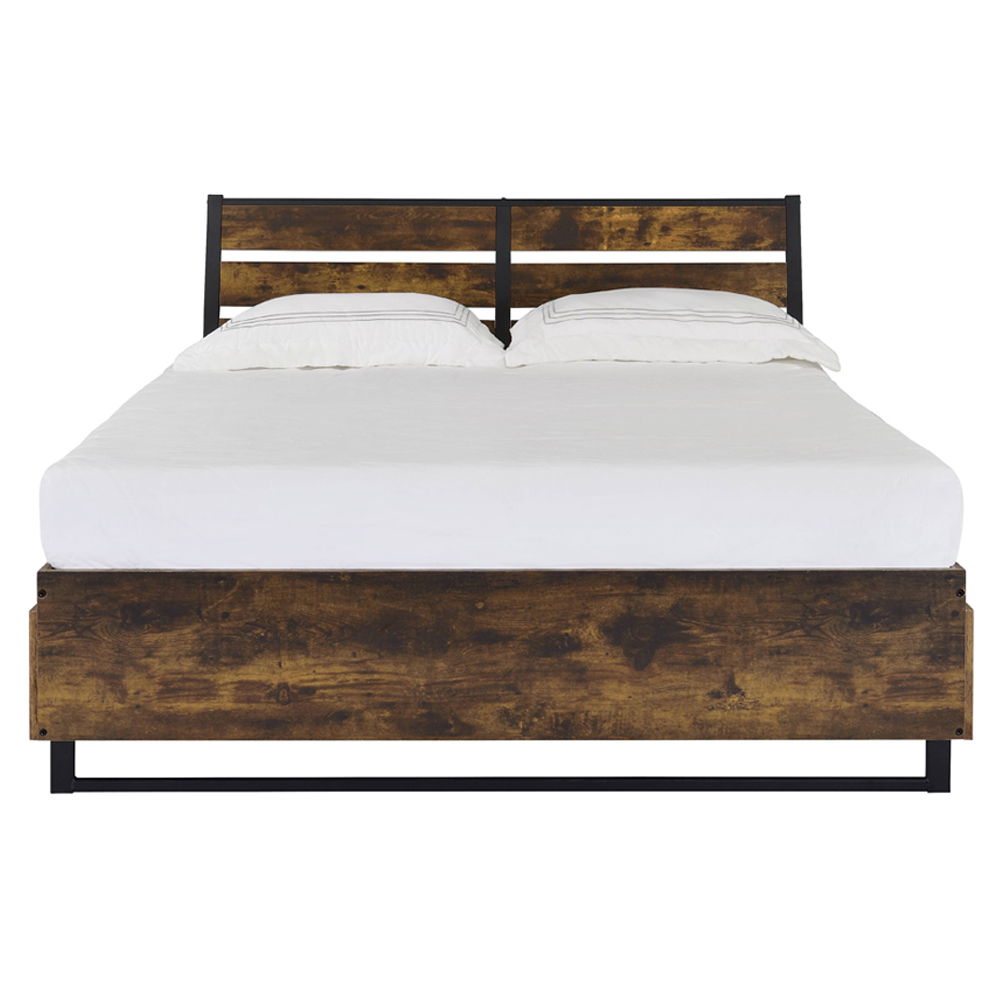 Juvanth - Queen Bed With Storage - Rustic Oak & Black