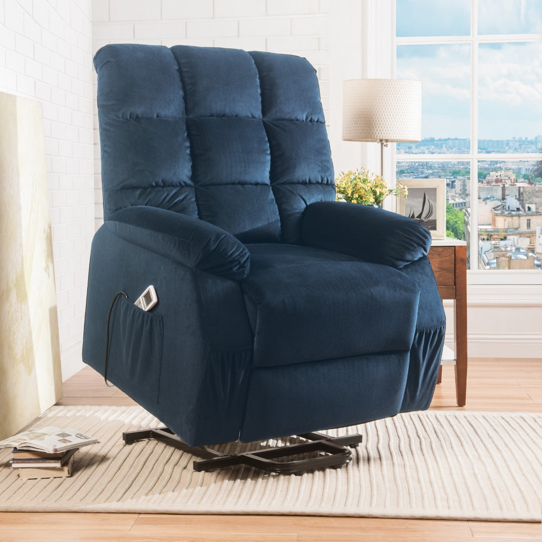 Ipompea Recliner with Power Lift & Massage in Black Velvet