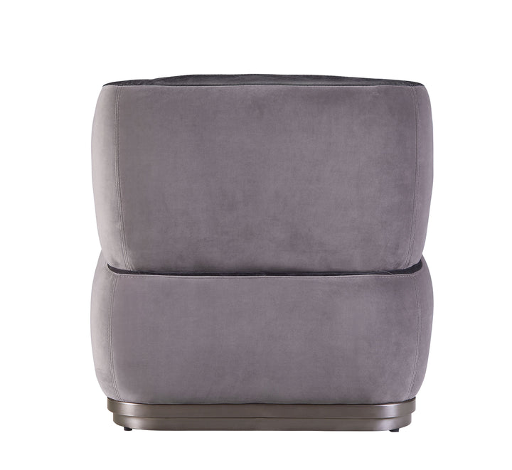Decapree Accent Chair in Antique Slate Top Grain Leather &amp; Gray Velvet