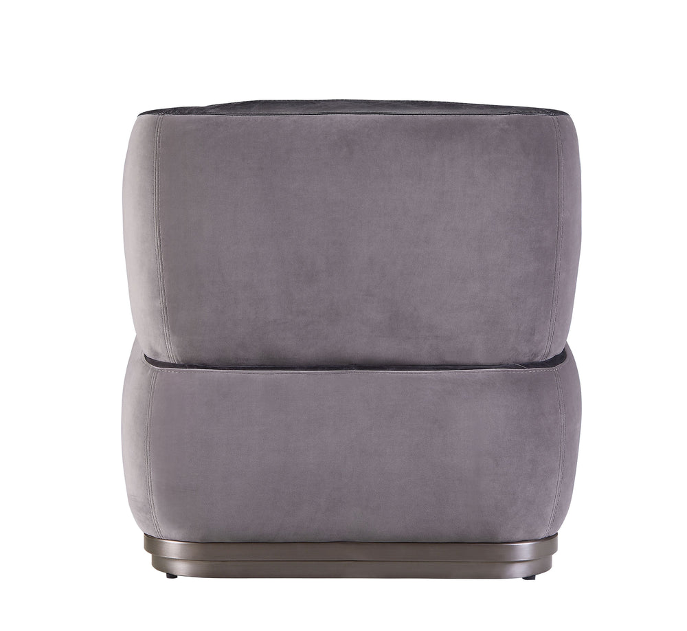 Decapree Accent Chair in Antique Slate Top Grain Leather & Gray Velvet