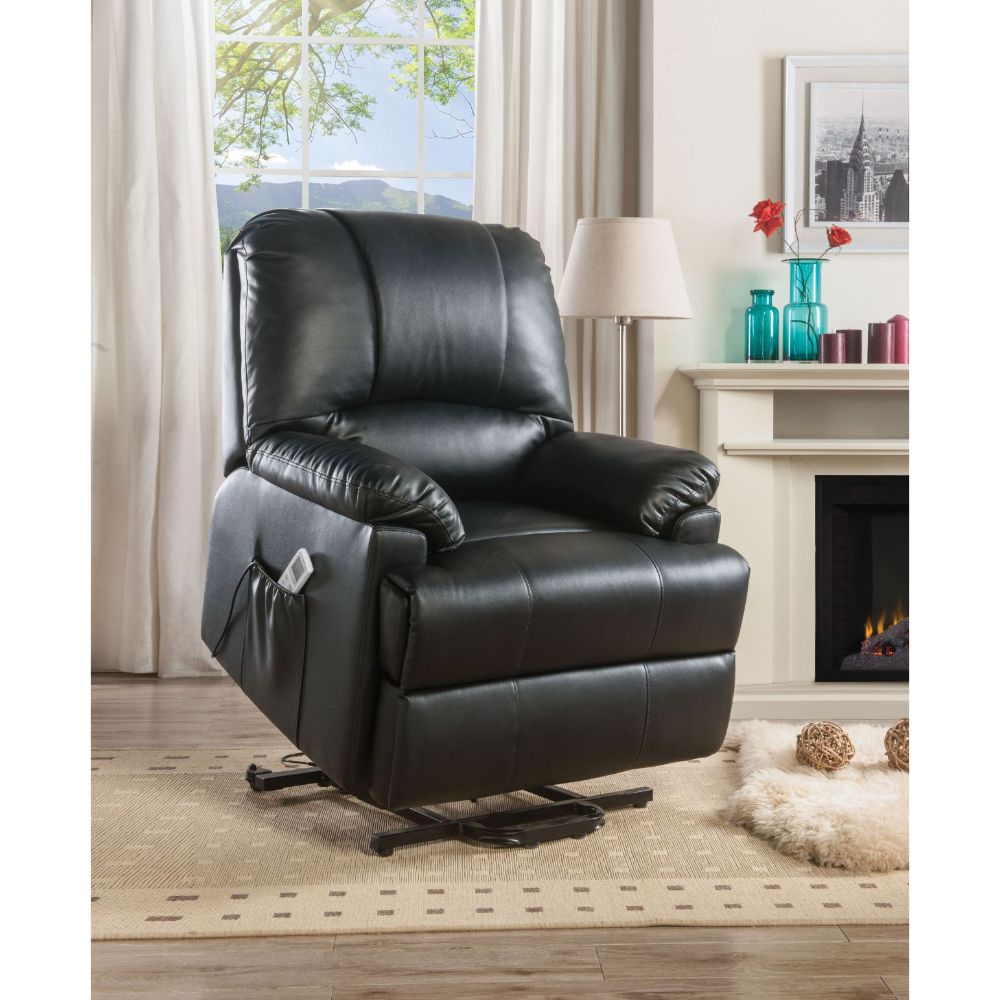 Ixora Recliner with Power Lift & Massage in Black Leatherette
