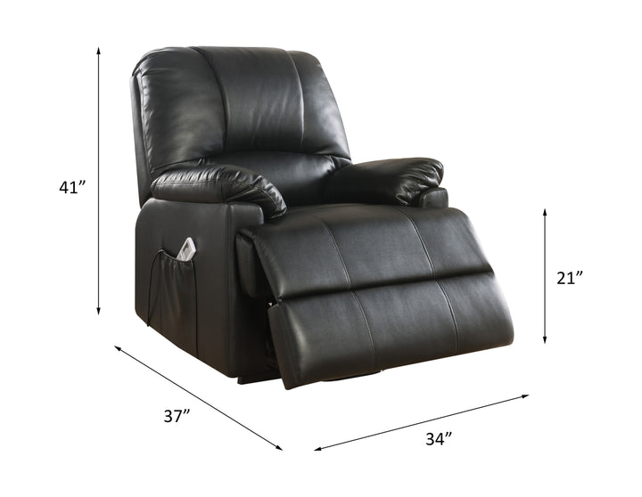 Ixora Recliner with Power Lift &amp; Massage in Black Leatherette - line drawing