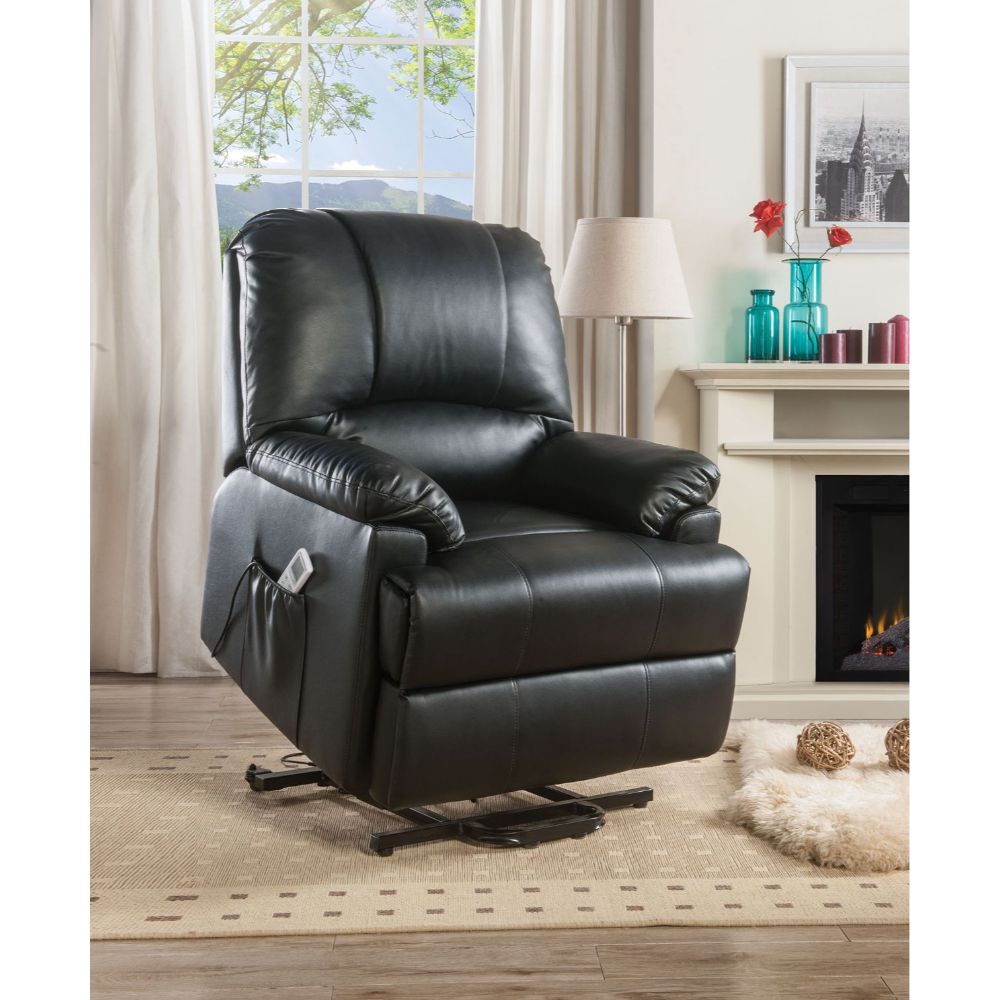 Ixora Recliner with Power Lift & Massage in Black Leatherette