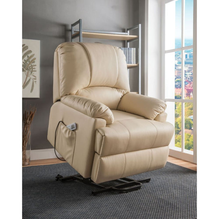 Ixora Recliner with Power Lift &amp; Massage in Beige Leatherette