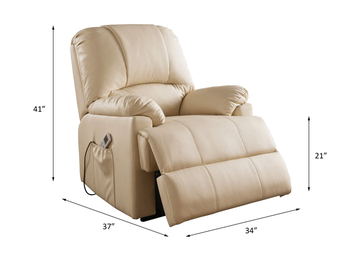 Ixora Recliner with Power Lift &amp; Massage in Beige Leatherette - line drawing