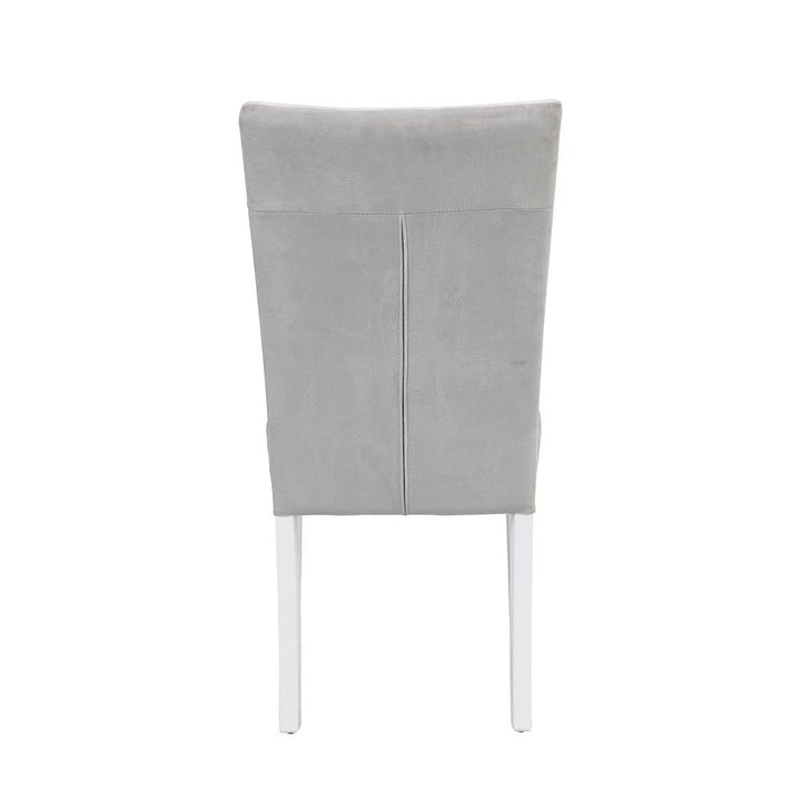 Elizaveta - Side Chair Set of 2) - Gray Velvet &White High Gloss