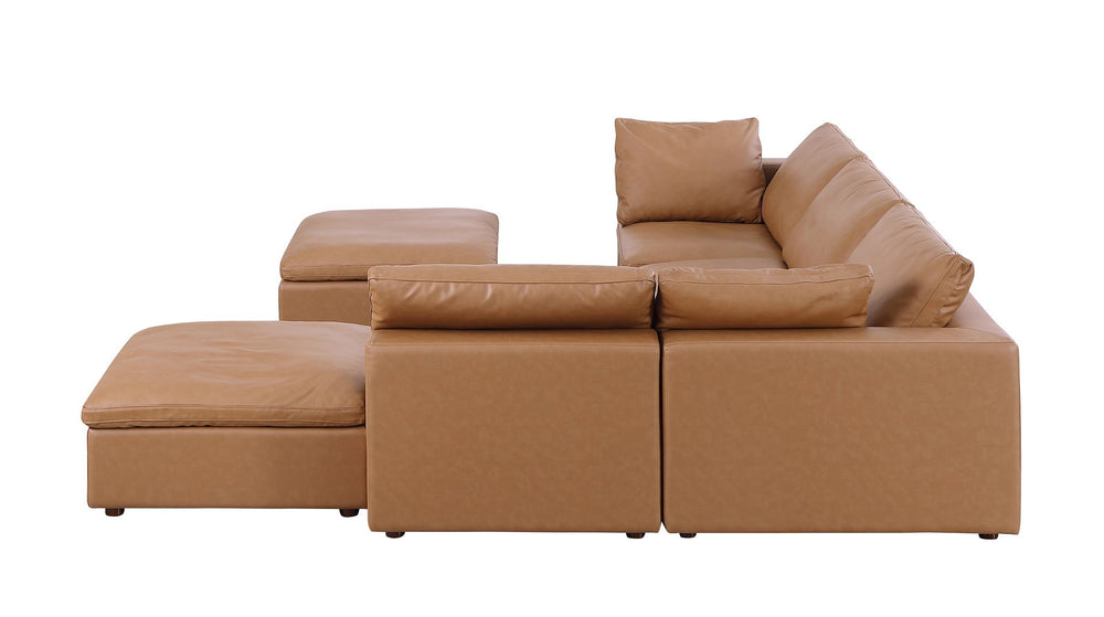 DivanItalia 1100 6-Piece Right Arm Facing 3-Seat Sectional – Top-Grain Italian Leather - Cognac