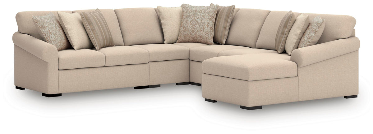 LadyMae 5-Piece Sectional with Chaise - Twill (1)