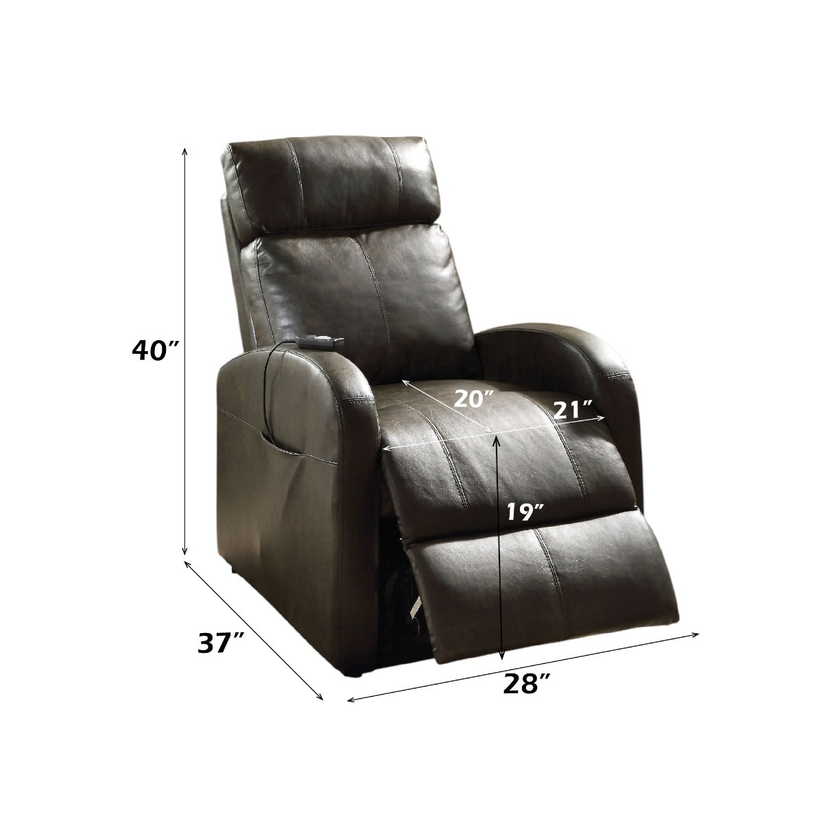 Ricardo Power  Motion Recliner with Lift in Brown Leatherette