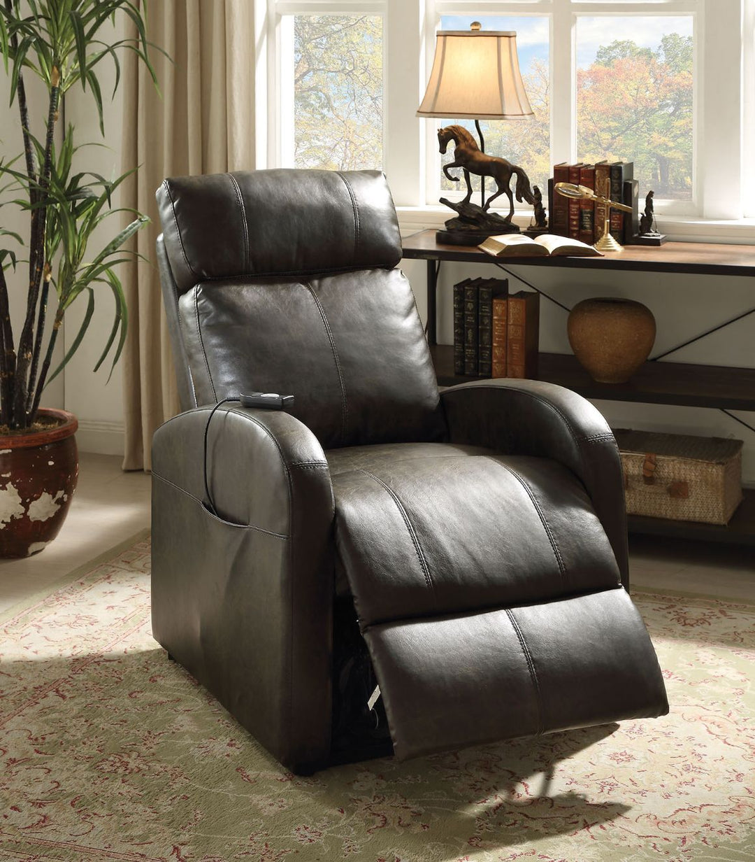 Ricardo Power  Motion Recliner with Lift in Brown Leatherette