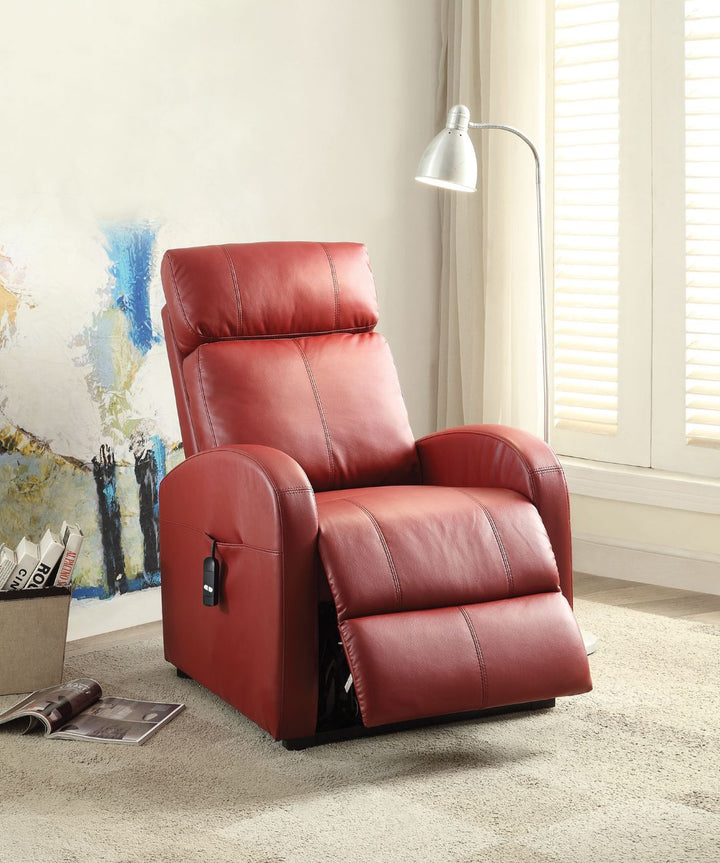 Ricardo Power Motion Recliner with Lift in Red Leatherette