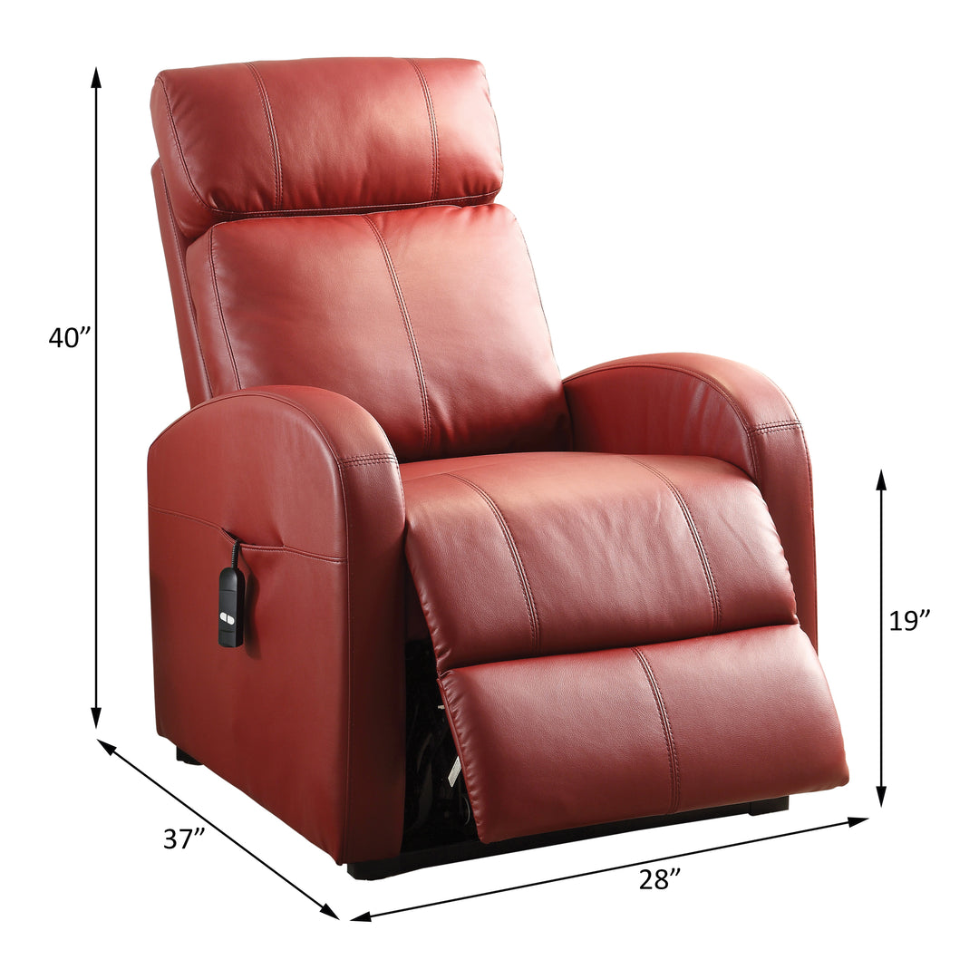 Ricardo Power Motion Recliner with Lift in Red Leatherette - line drawing