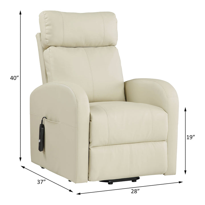 Ricardo Power Motion Recliner with Lift in Beige Leatherette - line drawing