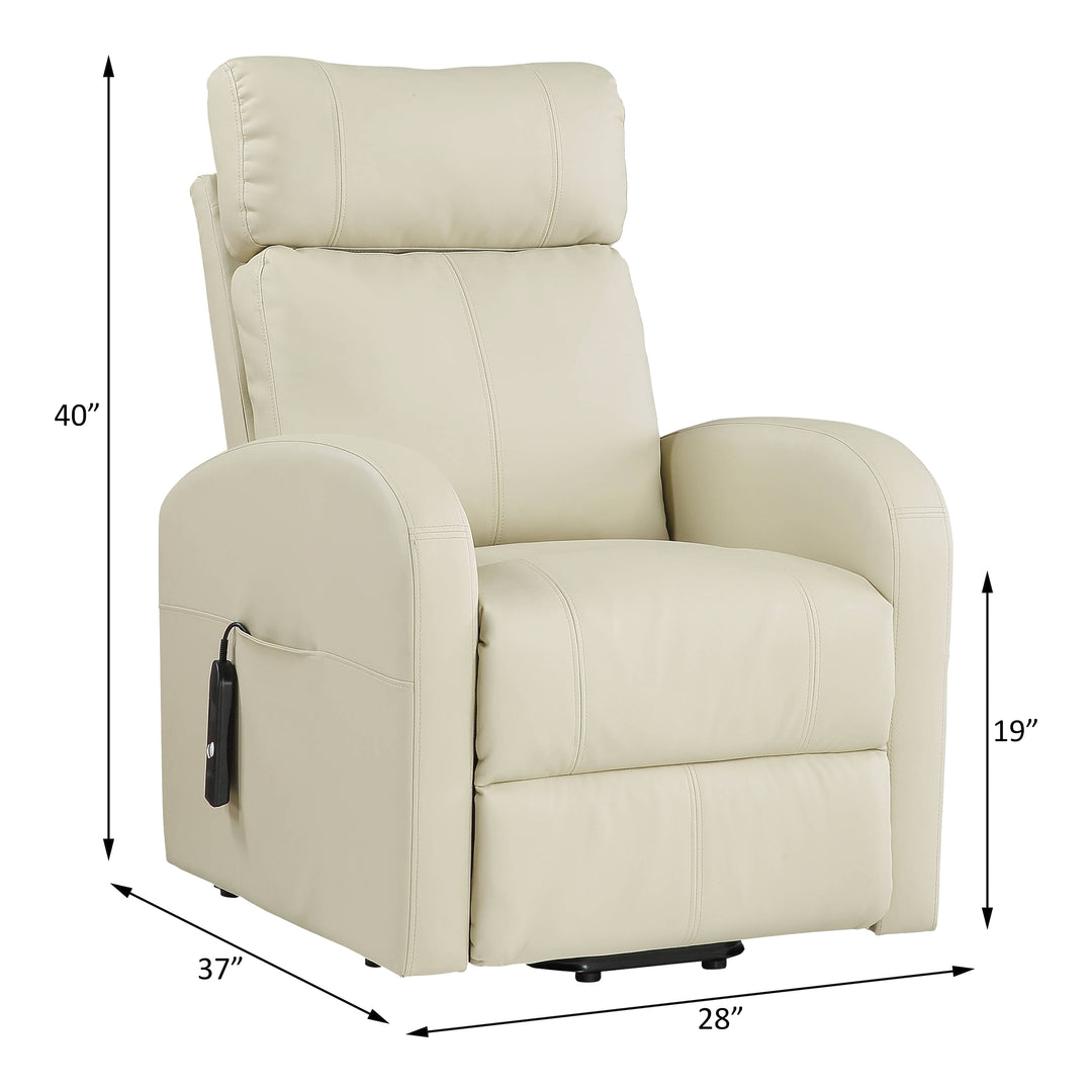 Ricardo Power Motion Recliner with Lift in Beige Leatherette - line drawing