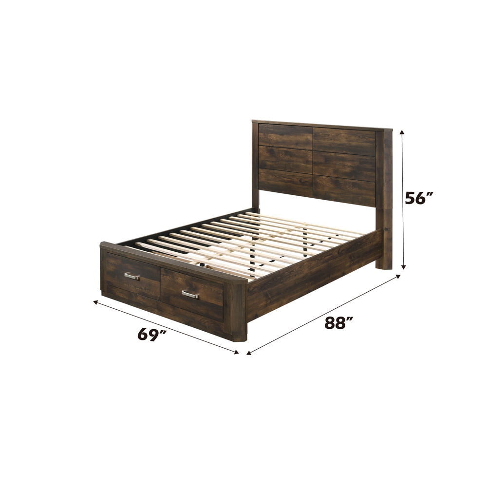 Elettra - Queen Bed With Storage - Rustic Walnut