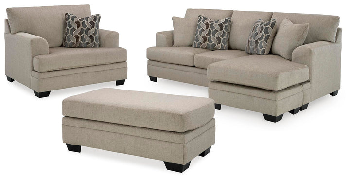 Stonemeade Sofa Chaise, Oversized Chair, and Ottoman - Taupe (2)