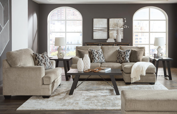 Stonemeade Sofa Chaise, Oversized Chair, and Ottoman - Taupe (1)
