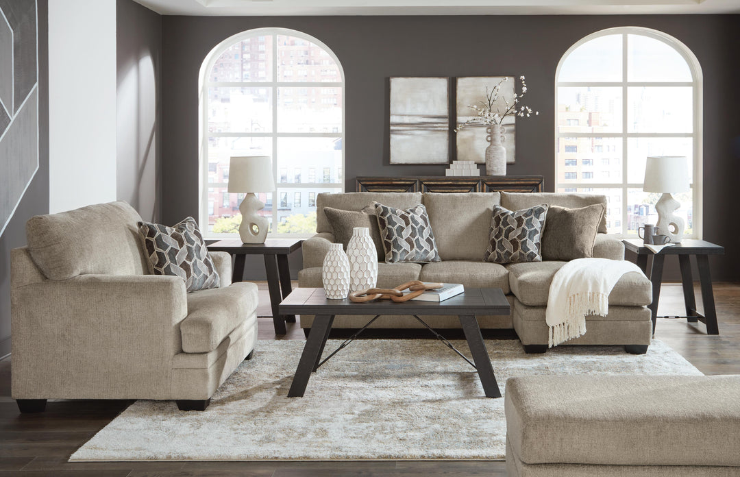 Stonemeade Sofa Chaise, Oversized Chair, and Ottoman - Taupe (1)