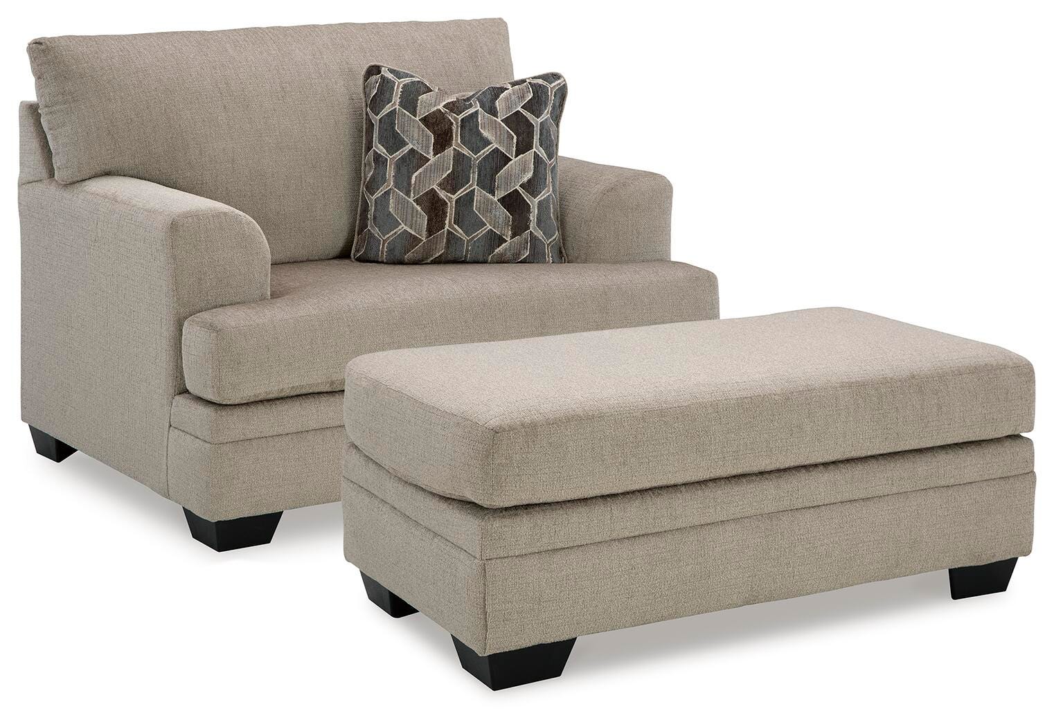 Stonemeade Oversized Chair and Ottoman - Taupe (2)
