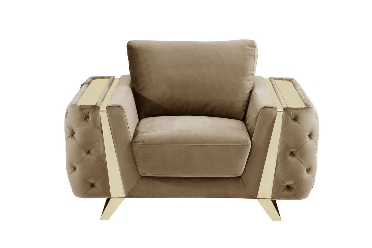 DivanItalia 1051 Chair in Velvet Fabric - Cream