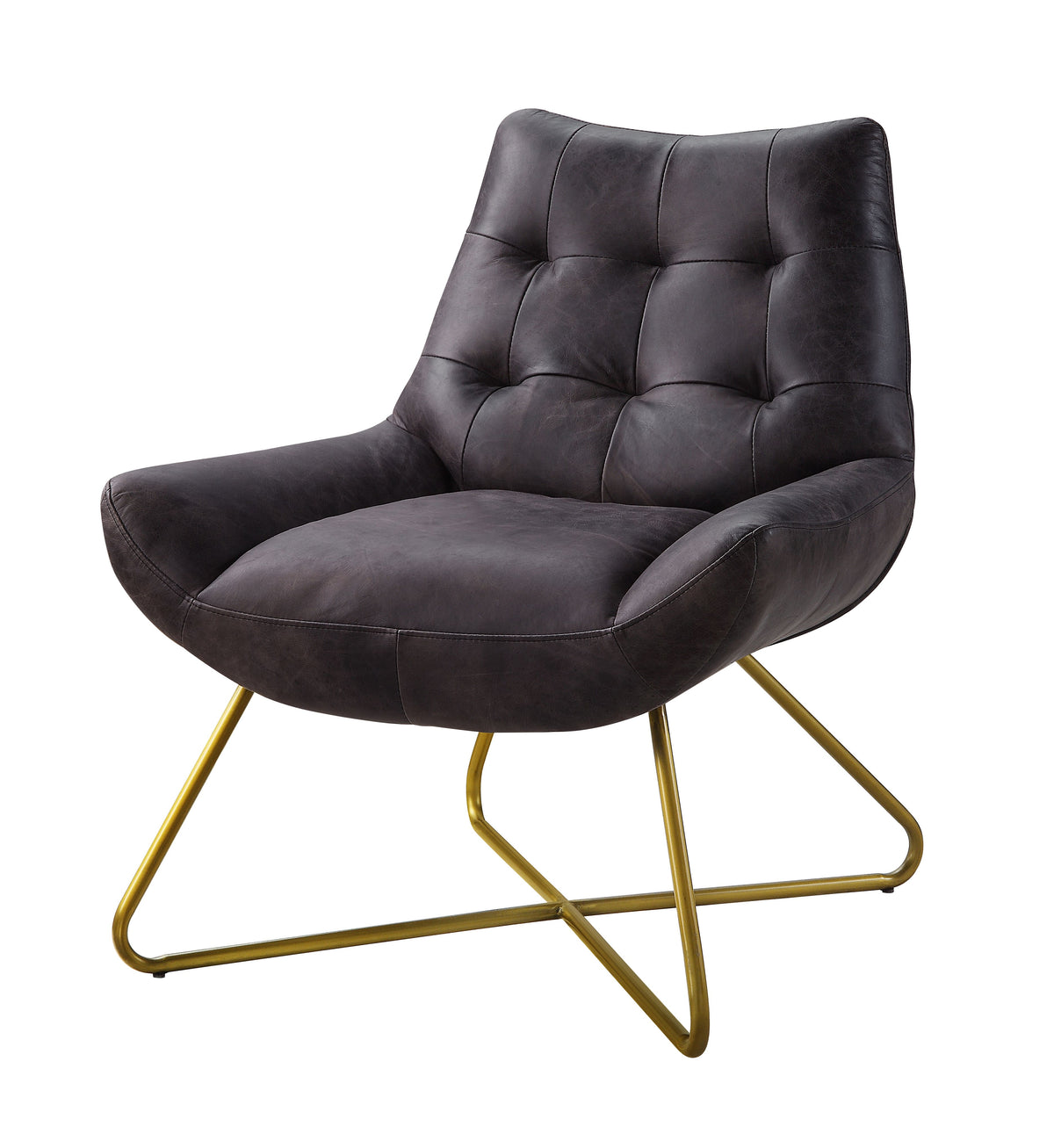 Dhalsim Accent Chair in Antique Ebony Top Grain Leather