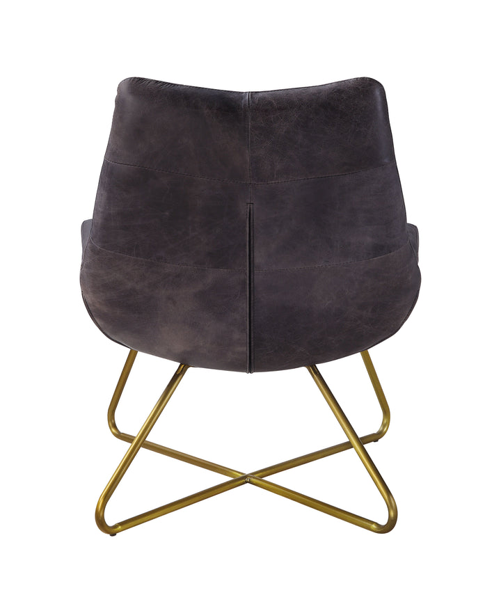 Dhalsim Accent Chair in Antique Ebony Top Grain Leather