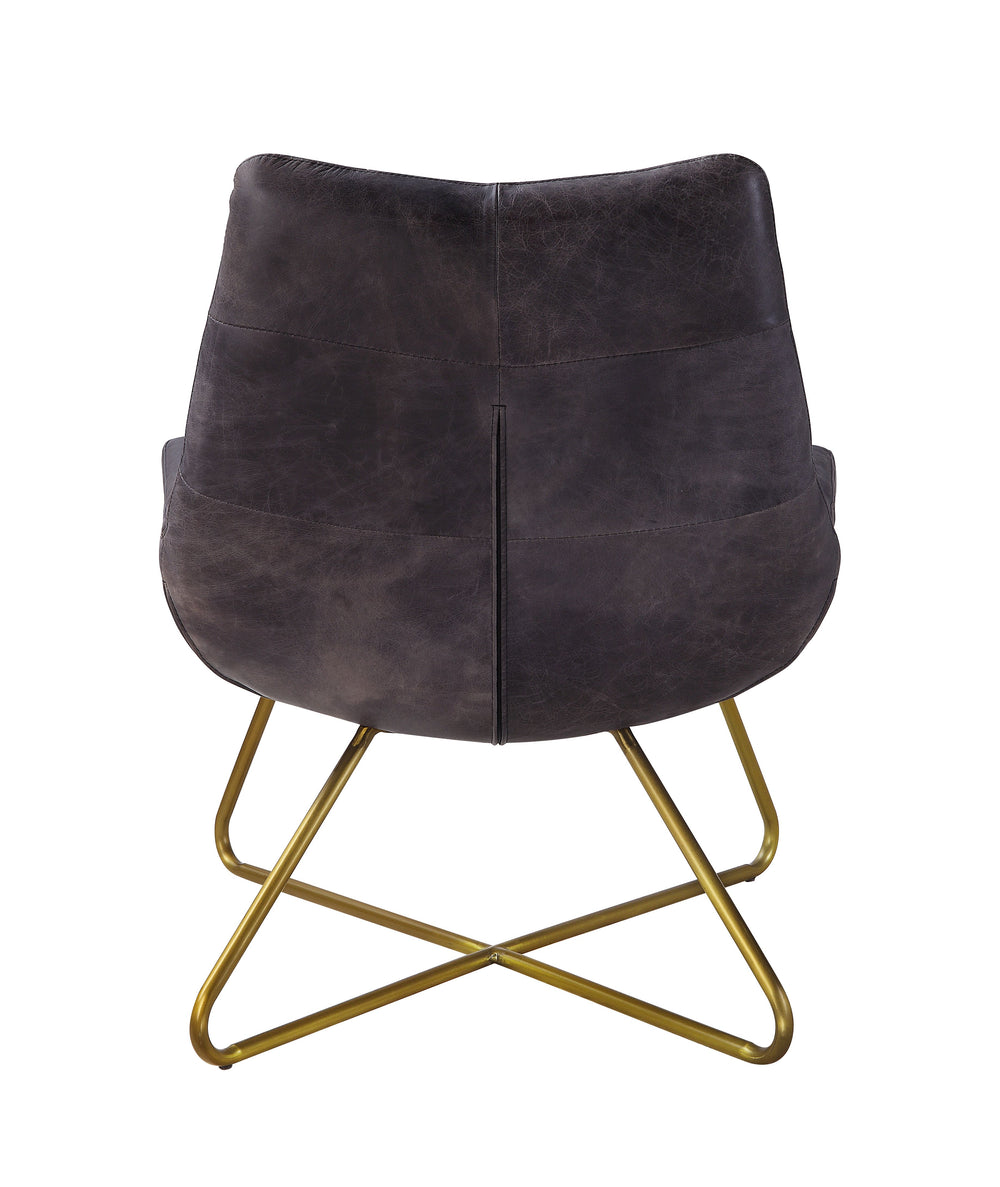 Dhalsim Accent Chair in Antique Ebony Top Grain Leather