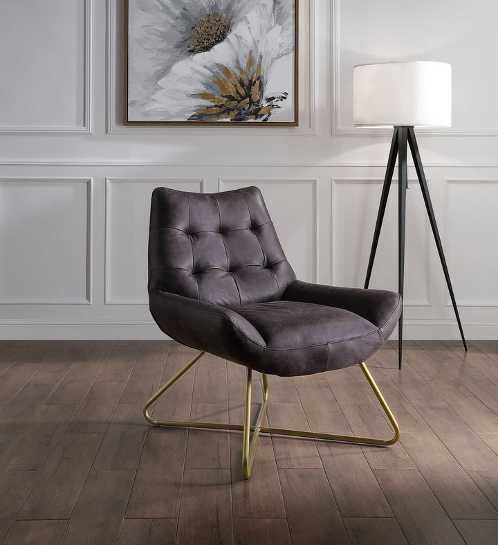 Dhalsim Accent Chair in Antique Ebony Top Grain Leather