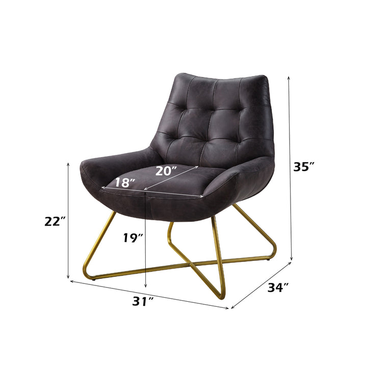 Dhalsim Accent Chair in Antique Ebony Top Grain Leather - dimensions
