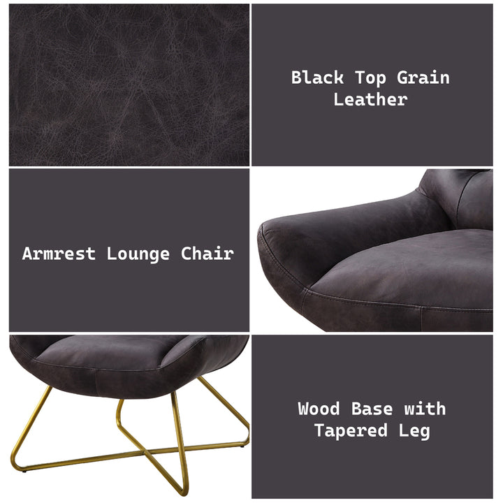 Dhalsim Accent Chair in Antique Ebony Top Grain Leather - features