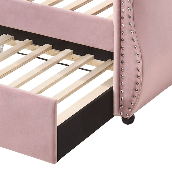 Adkins - Twin Daybed With Trundle - Pink Velvet