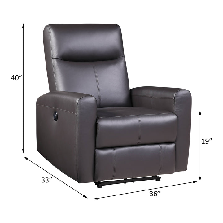 Blane Power Motion Recliner in Brown Top Grain Leather Match - line drawing