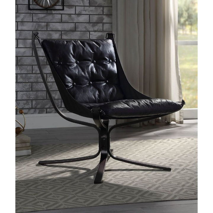 Carney Accent Chair in Vintage Blue Top Grain Leather