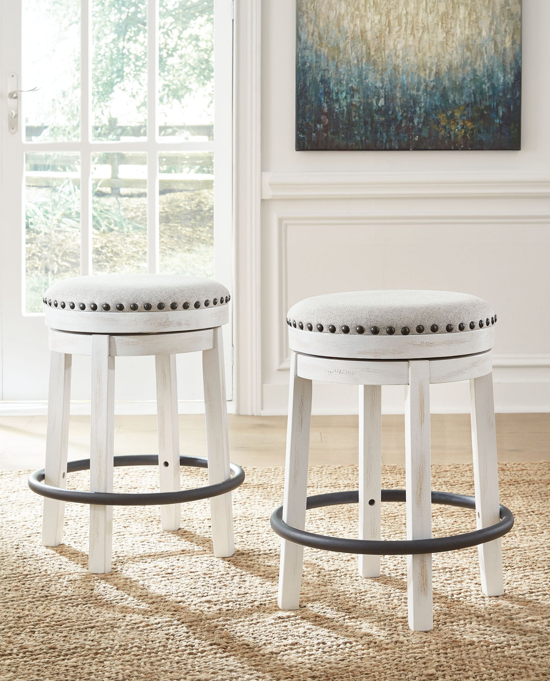 Valebeck - UPH Swivel Stool  - White / Black