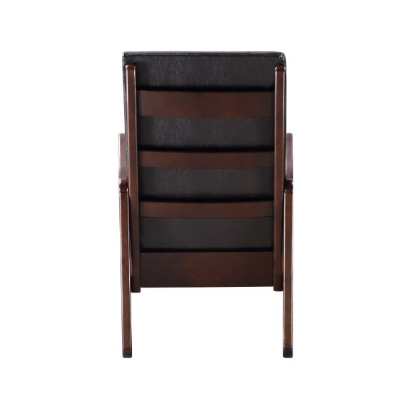 Raina Rocking Chair in Dark Brown Synthetic Leather & Espresso Finish