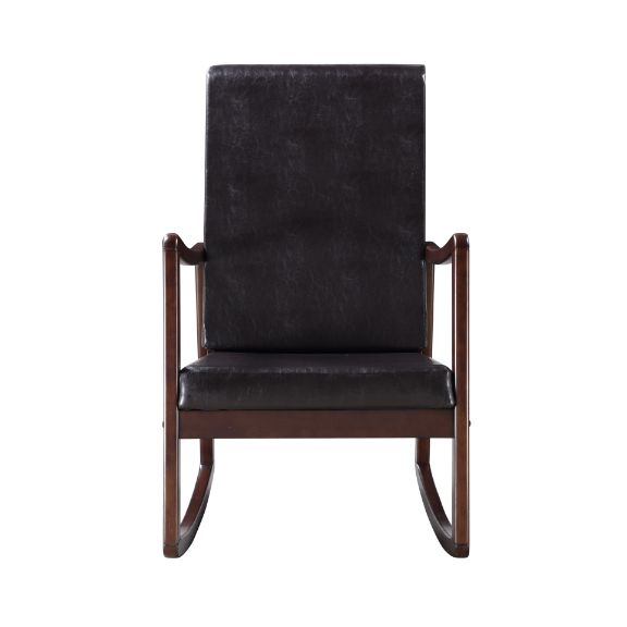 Raina Rocking Chair in Dark Brown Synthetic Leather &amp; Espresso Finish
