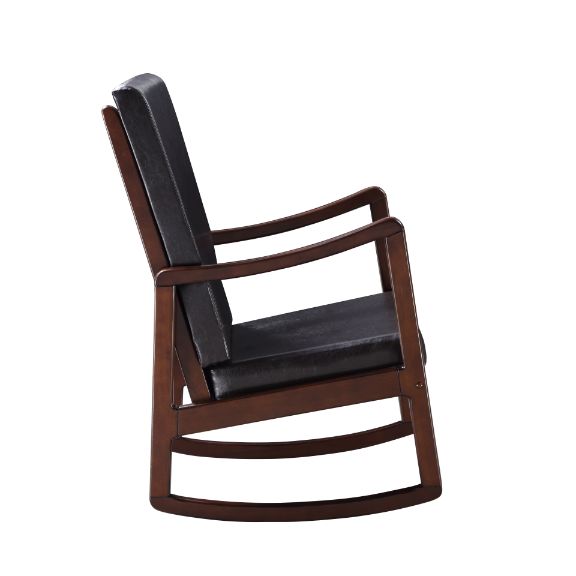 Raina Rocking Chair in Dark Brown Synthetic Leather &amp; Espresso Finish