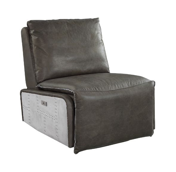 Metier Power Motion Recliner in Gray Top Grain Leather &amp; Aluminum
