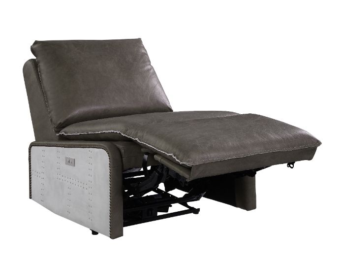 Metier Power Motion Recliner in Gray Top Grain Leather &amp; Aluminum