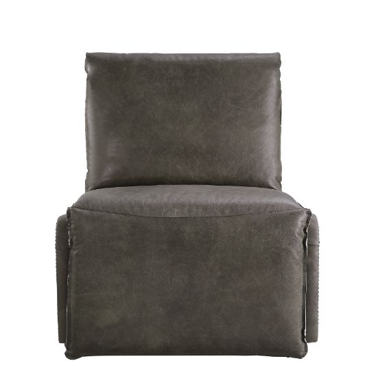 Metier Power Motion Recliner in Gray Top Grain Leather &amp; Aluminum