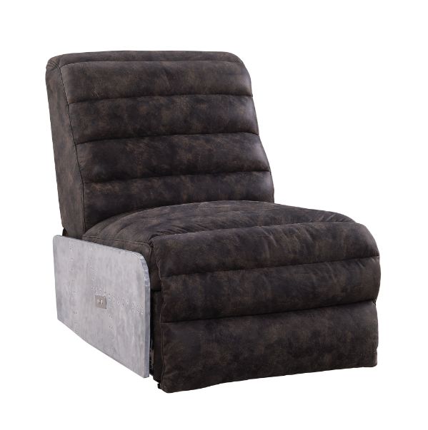 Okzuil Power Motion Recliner in Two Tone Gray Top Grain Leather &amp; Aluminum