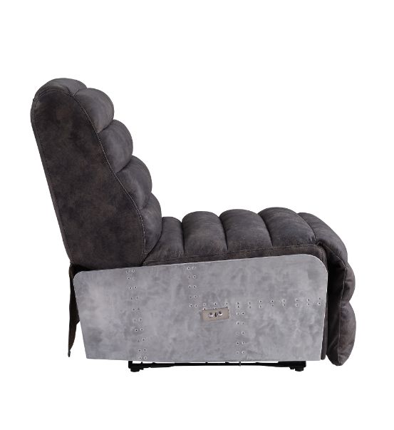 Okzuil Power Motion Recliner in Two Tone Gray Top Grain Leather & Aluminum