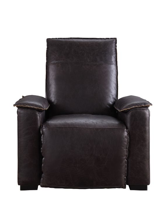 Misezon Power Motion Recliner in Dark Grain Brown Leather &amp; Aluminum