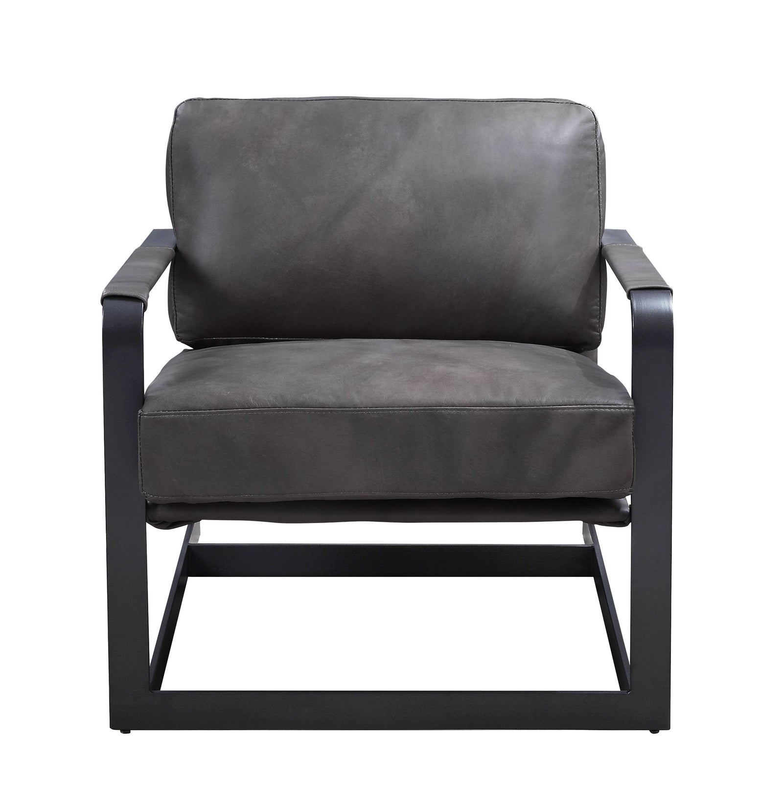 Locnos Accent Chair in Gray Top Grain Leather & Black