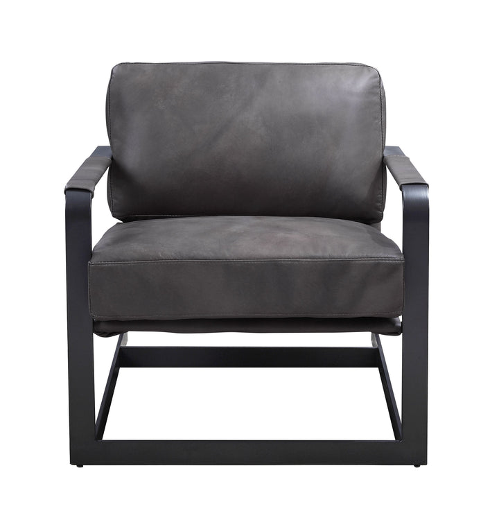 Locnos Accent Chair in Gray Top Grain Leather &amp; Black
